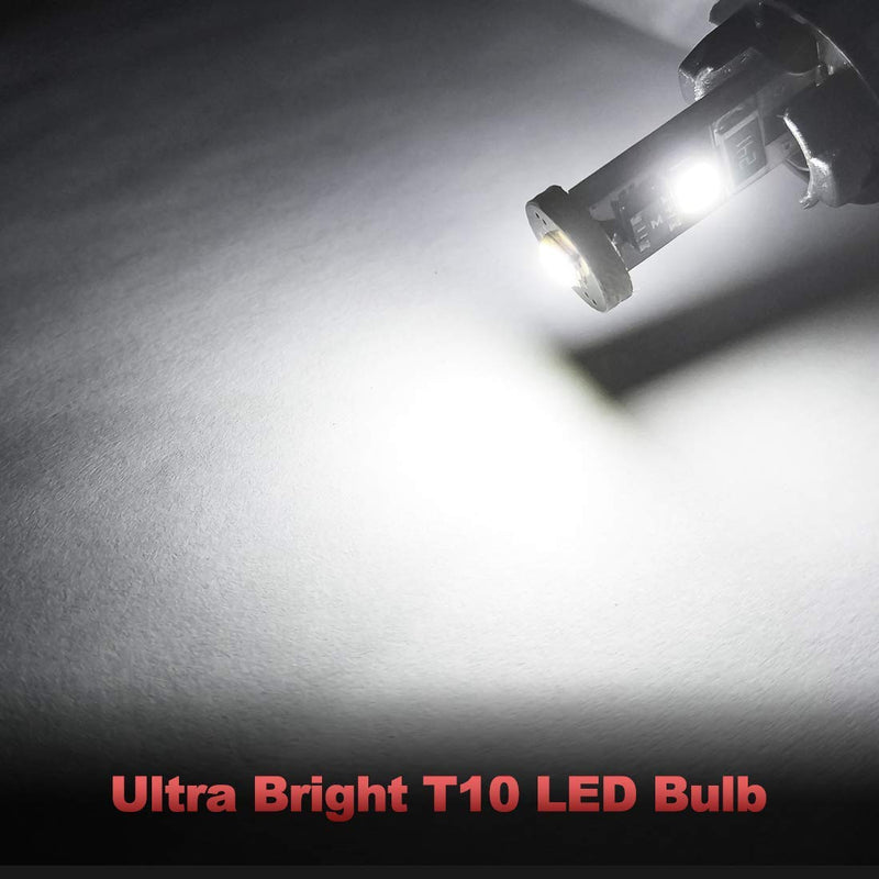 Yorkim 194 Led Bulb Canbus White Error Free 3-SMD 2835 Chipsets, T10 Interior Led For Car Dome Map Door Courtesy License Plate Trunk lights with 194 168 W5W 2825 Sockets Pack of 10