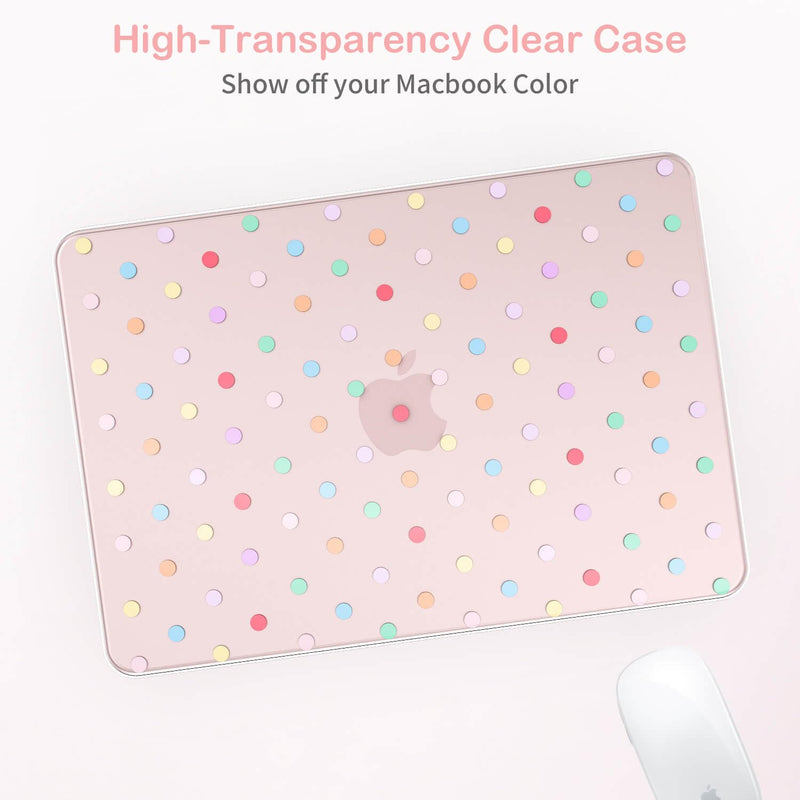 Feams for MacBook Neo 13 Inch Case 2026 A3404, Stylish Protective Clear Case Hard Shell Transparent Cover for MacBook Neo 13 Inch 2026 (A18 Pro Chip) with Keyboard Cover, Colorful Polka Dot