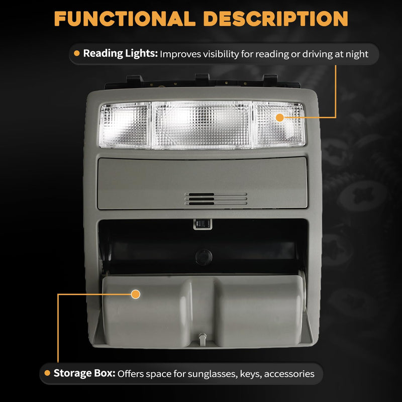 Overhead Console Dome Lamp Assembly Fit for Toyota Camry 2007‑2011 Overhead Roof Display Light Replaces 63650‑33271‑E0 63650‑33270‑E0