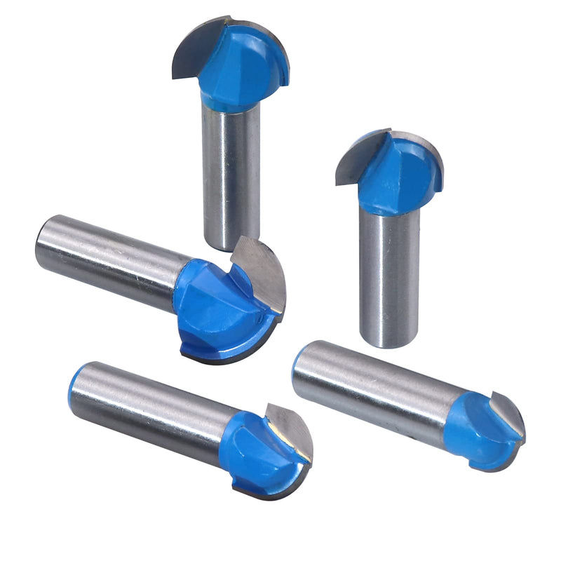 Core Box Router Bit Set Double Flute Round Nose Router Bit Woodworking Tool Round Groove Router Bit 1/2 Inch Shank -( 5/8" 3/4" 7/8" 1" 1-1/8") 5PCS CORE BOX BIT-1/2" Shank - 5PCS