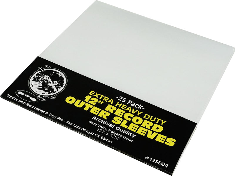 (25) 12" Record Outer Sleeves - Extra Heavy Duty 4 Mil Thick - Soft Polyethylene - 12-3/4" x 12-1/2" - Archival Quality 25