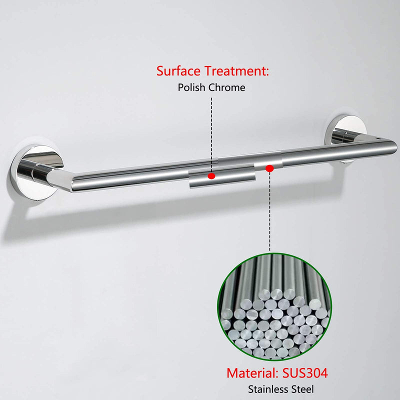 Bathroom Towel Bar, Bath Accessories Thicken Stainless Steel Shower Towel Rack for Bathroom, 18 Inch Towel Holder Wall Mounted Chrome Finish,96018-2-18C. Polished Chrome