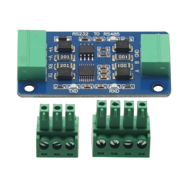 Industrial RS232 to RS485 Converter, Bidirectional Serial Communication Adapter Module with Terminal Block for PLC Modbus RTU