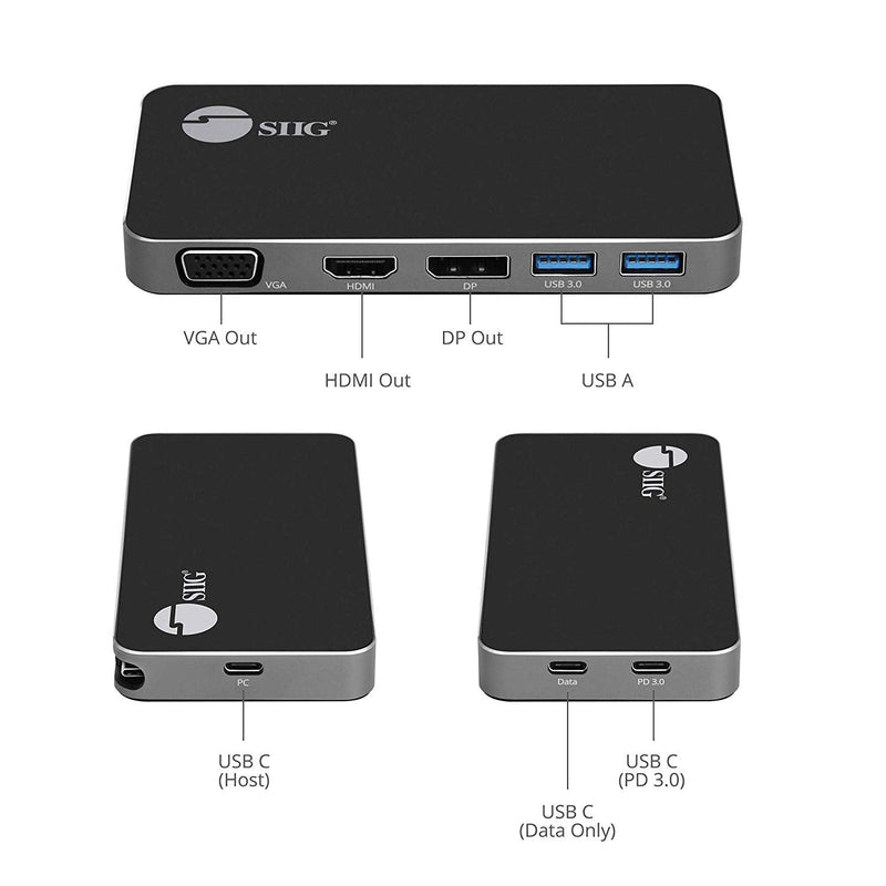 SIIG 4K USB-C MST Laptop Docking Station Thunderbolt 3 Compatible with 100W PD Supports Windows & Chromebooks, Mac M1/M2/M3 Pro/Max for Single Extend Video Output only