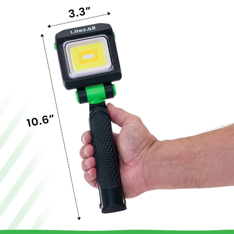 LitezAll 2000 Lumen Rechargeable Work Light with Stand – Tripod Light, Tower Light, Work Lights on Stand with UV Mode, Adjustable Folding Base