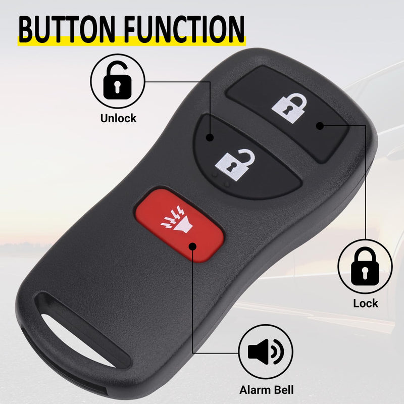 Keyless Entry Remote Key Fob Compatible with Infiniti FX35 FX45 QX4, Armada Pathfinder Frontier Murano Titan Quest Xterra Sentra, Replacement for KBRASTU15 (Pack of 2)