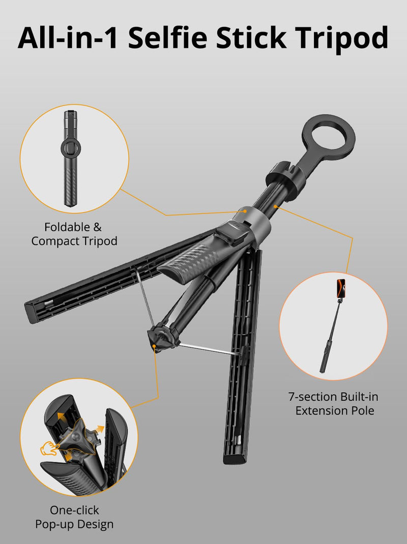 69" Magnetic Phone Tripod for iPhone w/Remote Control UPT-01M | For iPhone 12-17 & Android, 360° Rotation, Compatible w/ MagSafe, Magnetic Ring Attached,Video Recording & Vlogging