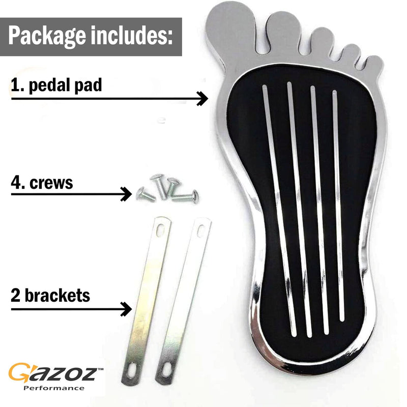 Pedal Pad-Style Cover - No Drilling Anti-Slip Aluminum Brake and Accelerator Pedal Covers - Hot Rod Rat Chrome Custom Gas Pedal Pad Cover Accessories