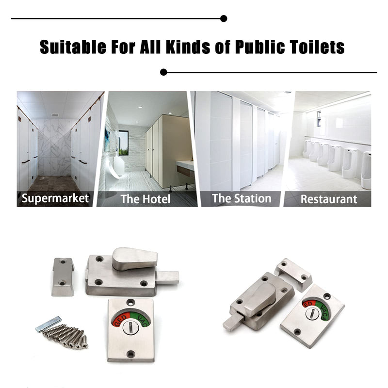 Vacant Occupied Bathroom Lock, Zinc Alloy Latch Indicating Locks Bathroom Door Privacy Indicator Bolt Vacant/Engaged Bathroom WC Public Restroom Toilet Privacy Partition Door Lock Latch Silver