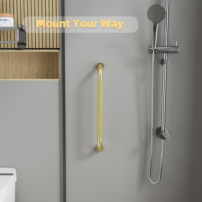 24 Inch Shower Grab Bar, Brushed Gold Bathroom Grab Bar Handle with Anti-Slip Knurled Grip, Stainless Steel Bath Balance Bar, 1.25" Diameter Bath Safety Bar Support for Seniors Elderly Pregnant 24 IN
