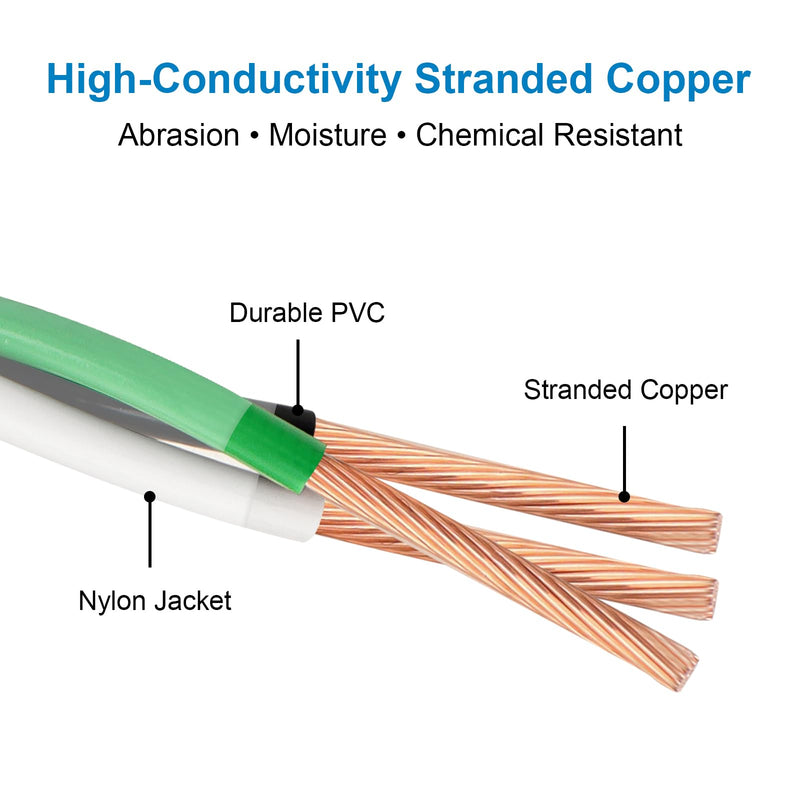 12 AWG THHN Wire 25FT 3-Color Set (Black/White/Green) – Stranded Copper, Pre-Twisted Conductors, THHN/THWN-2 Rated, 600V, Nylon Jacket for Conduit, Residential & Commercial Wiring 12AWG 25FT