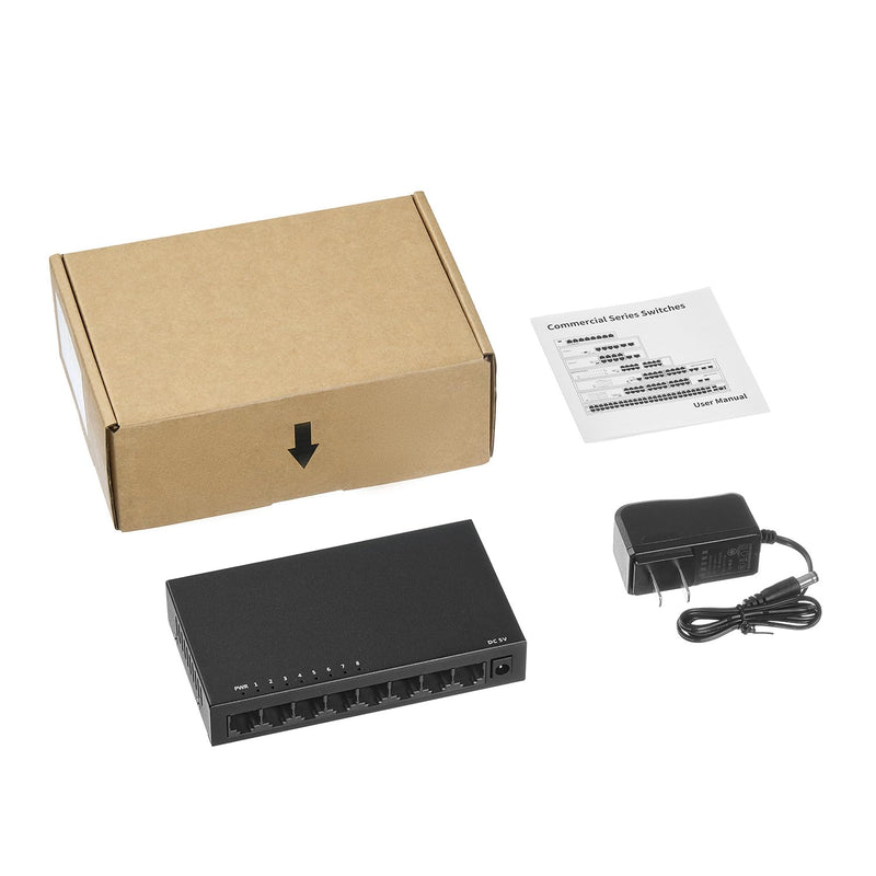 MokerLink 8 Port Gigabit Unmanaged Ethernet Switch, 8 x 100/1000Mbps Ports, Home Office Network Hub Splitter, Metal Desktop & Wall Mount Network Switch 8x1G