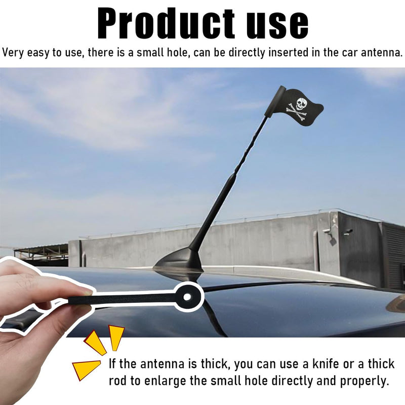Pirate Flag Car Antenna Topper, Skull Crossbones Partern Automotive Antenna Topper, Cool Pirate Flag Shaped Auto Antenna Ball for Most Vehicles, Universal Car Accessories (1 PCS) 1 PCS