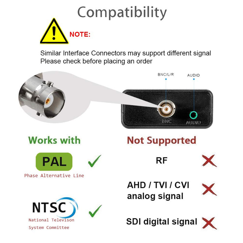 HDMI to BNC Converter Adapter - HD Digital Video in Female BNC Coax Connector Composite Box w/ 3.5mm Audio Out for DVD DVR Security Camera CVR CCTV Image Coaxial Analog CVBS Signal Monitor TV