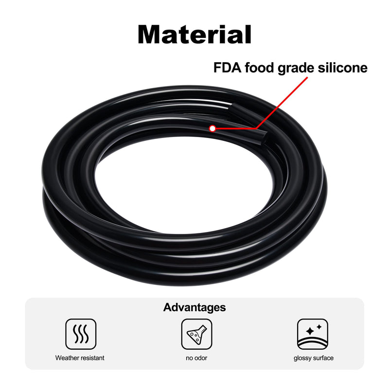 EVIL ENERGY 1/4 Silicone Vacuum Tubing Hose Line 10FT 130PSI Max Pressure Black (6mm ID) 1/4 10FT
