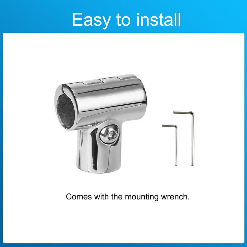 Marine Boat Hand Rail Detachable Tee for 7/8 inch (22 mm) or 1 inch (25.4 mm) Tubing, Heavy Duty 90 Degree 316 Stainless Steel Hinged Handrail Tee Fitting(2-Pack)