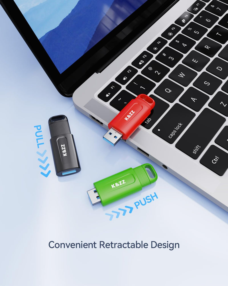  [AUSTRALIA] - K&ZZ USB Flash Drives 64GB, 5 Pack 64GB Retractable Thumb Drives, USB 3.0 Stick for Laptop, Tablet, Smart TV (Mixed Colors 5pcs) 64GB-3.0 Multicoloured 64GB*5