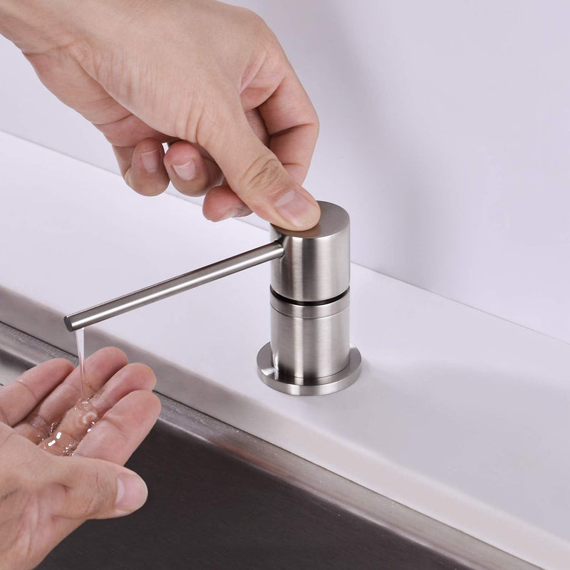  [AUSTRALIA] - EKRTE Sink Soap Dispensers,Brass Commercial Kitchen Soap Dispenser Liquid Lotion Dish Dispenser Built in Soap Dispenser Brushed Nickel Bathroom Soap Dispensers Pump, Refill from The Top Bottle