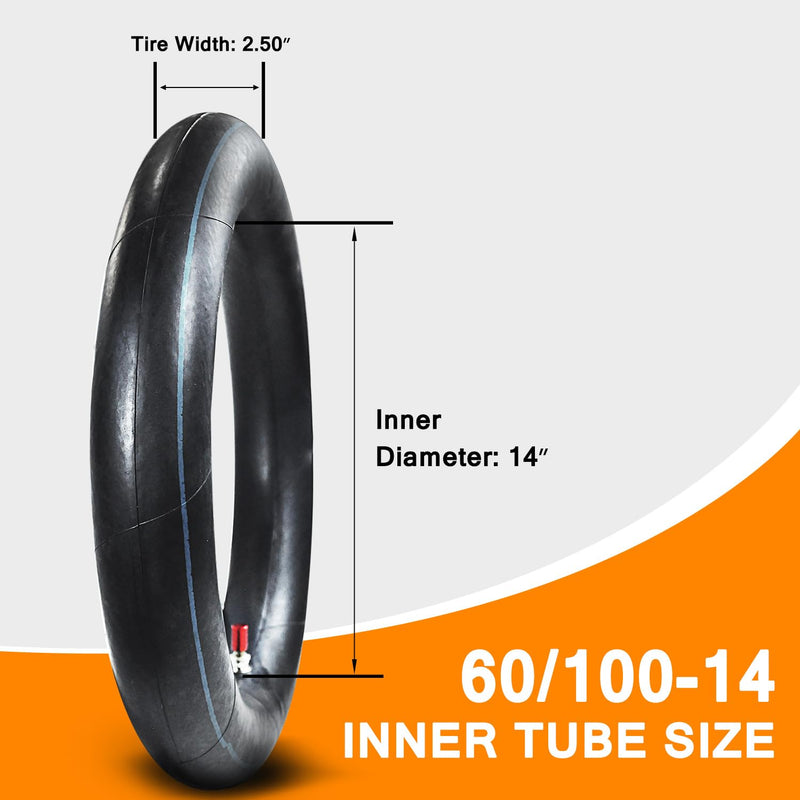 Front 60/100-14 2.50-14 Inner Tube for 110cc 125cc CRF70 CRF110 XR70 KLX110 TTR90 PW80 RM60 RM65 TaoTao DB14 SSR Apollo Coolster Dirt Pit Bike Motorcycle Off Road Motocross Heavy Duty 1 Pack