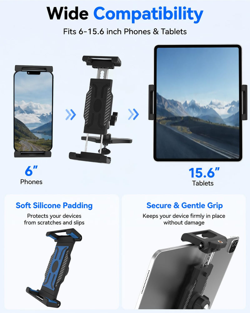 Metal Arm Car CD Tablet Holder, Sturdy CD Slot Car Tablet Mount | 360° Rotating Metal Arm, Thick Case Friendly, Anti-Slip Rubber Mat, Compatible with 6"-15.6" Large iPad Pro/Air/Mini & Phones