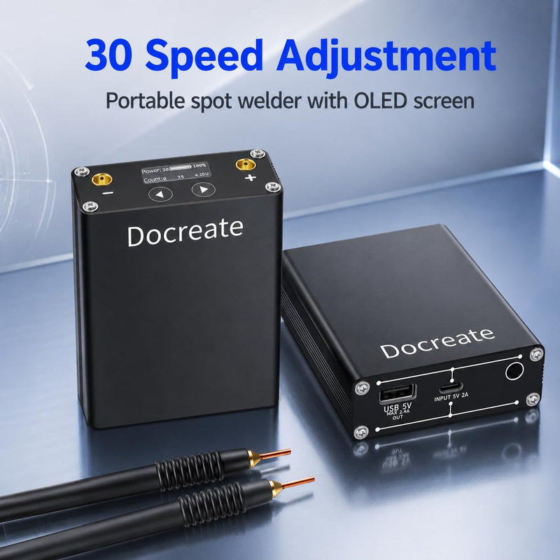 5500W Handheld Spot Welder, Portable Battery Spot Welding Machine with LCD Display, 30-Level Adjustable Power, 5500mAh USB-C Mini Welder Kit for 18650 Battery Packs 407 Spot Welder