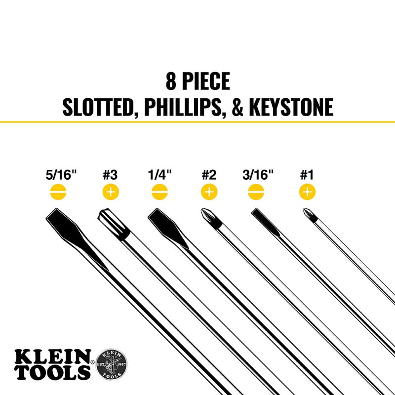 Klein Tools 85148 Screwdriver Set with Magnetizer/Demagnetizer for Magnetic Tips, Flathead and Phillips, Home Improvement, 9-Piece 8-Piece Screwdriver Set