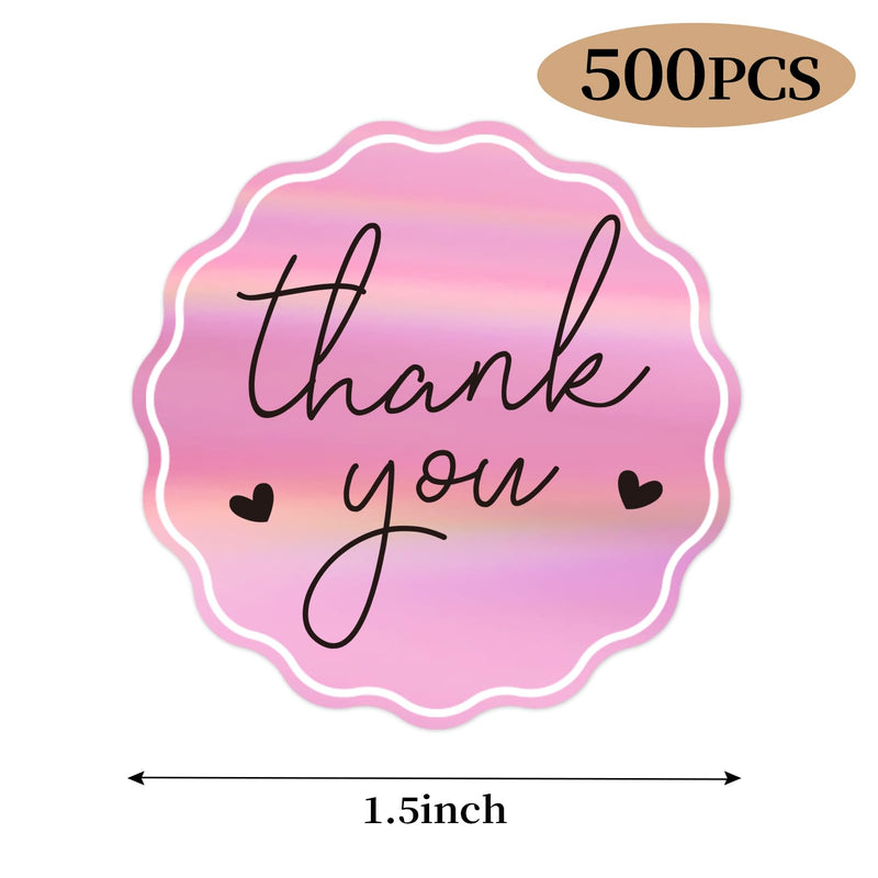 500 PCS Thank You Stickers- 1.5 Inch Holographic Thank You Stickers for Small Business- Rainbow Glitter Thank You Sticker for Small Business Packaging, Envelopes, Gift Bags / 5 Colors Holographic-5 Colors