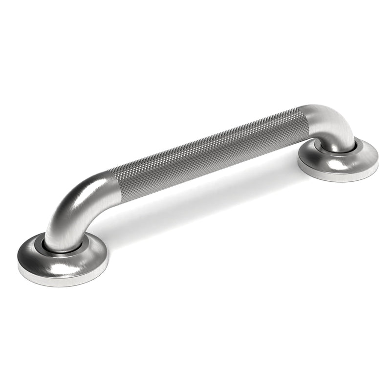 Grab Bar with Knurled Anti-Skid Grip, ADA Compliant 500lbs Supporting, Stainless Steel Brushed Nickel (12in, 1PK) 12in Chrome (Polished Nickel)
