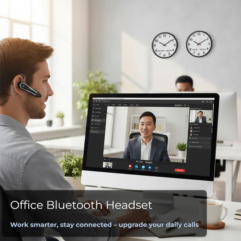 Bluetooth Headset for Office, 36H Talk Time V5.4 Wireless Headphones | with Dual Mic Noise Cancelling, Lightweight Hands-Free Earpiece for Business Calls, Conference, Work From Home (Black) Black