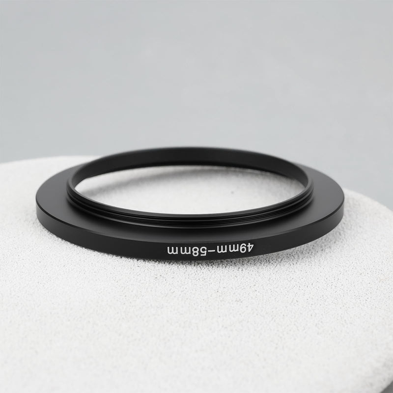 2 Pack Step Up Ring 49mm to 58mm Lens Filter Adapter Slim Aluminum Compatible with DSLR and Mirrorless Cameras