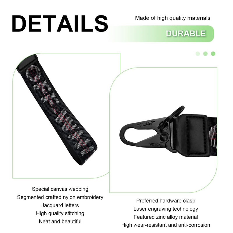 Car Keychain, Fabric Keychain Wrist Lanyard, Key Ring for Cars Keys Wallets Jeans Decoration, Car Accessories (Black) Black