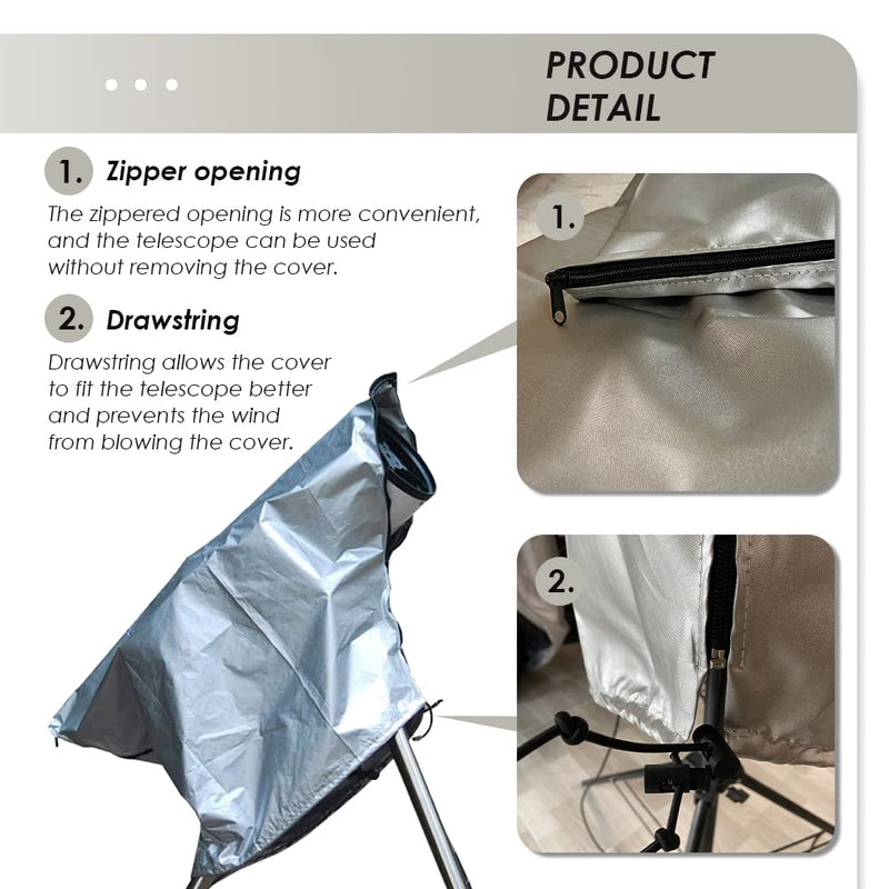 Telescope Cover Dustproof Sunproof Cover Bag Cover for Telescope with Adjustable Drawstring Zipper Indoor Outdoor Telescope Protector 59x33.5in