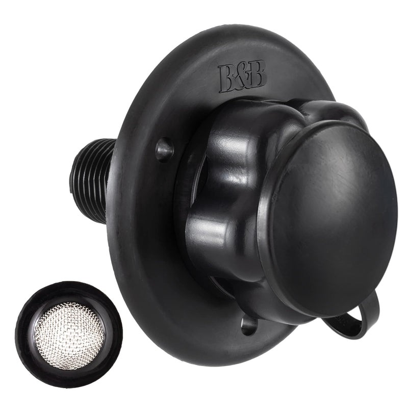 RecPro RV City Water Fill Inlet | Plastic Flange with Check Valve | Camper | Trailer | Marine (Black) | Made in USA Black