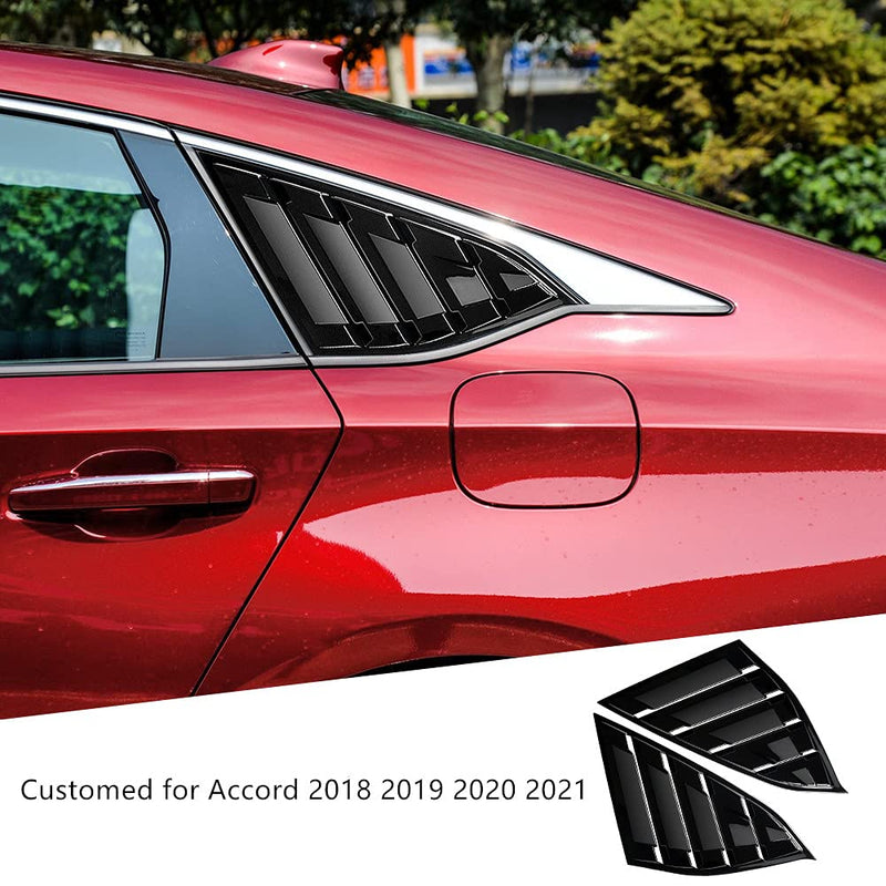 Rear Side Window Louvers Compatible for Honda Accord 2022 2021 2020 2019 2018 Accesories Sport Style Air Vent Cover (Bright Black) Bright Black