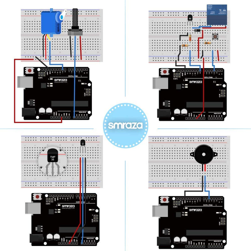 Smraza Ultimate Starter Kit with Tutorial, Breadboard Holder, Jumper Wires, Resistors, DC Motor Compatible with Arduino R3 Project Compatible with Mega 2560 Compatible with Nano