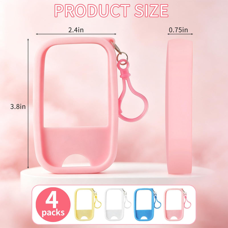 Hand Sanitizer Spray Case Compatible with Wish, 4 Packs Soft Silicone Protective Cases with Keychain, Easy to Clean, Practical and Portable, Non‑Slip, Fit Design, Suitable for Daily Use