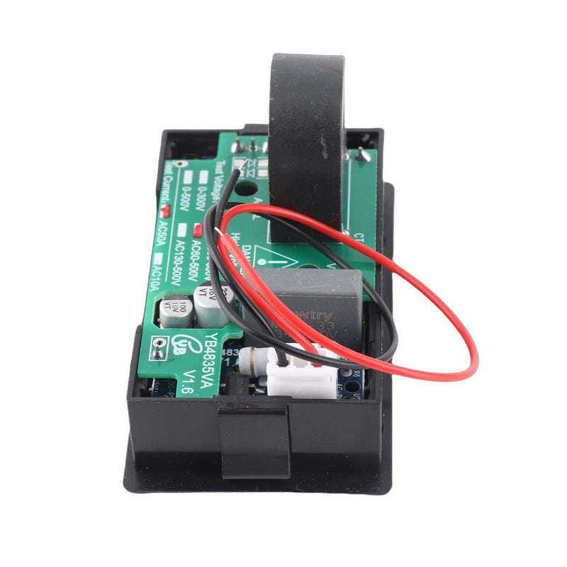 Digital Voltmeter with LED Red and Green Display - 2-in-1 AC Voltage and Amp Meter for 60-500V AC, 0-50A Panel Meter for Voltage and Current Testing