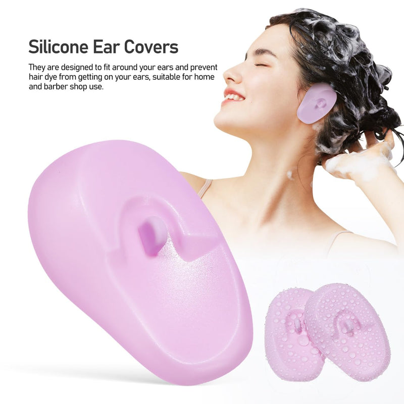 ULTECHNOVO Silicone Hair Coloring Ear Covers Ear Protectors for Hair Dryer Soft Non-Slip Hairdressing Earmuffs for Shower Swimming and Salon Use 4 Pairs