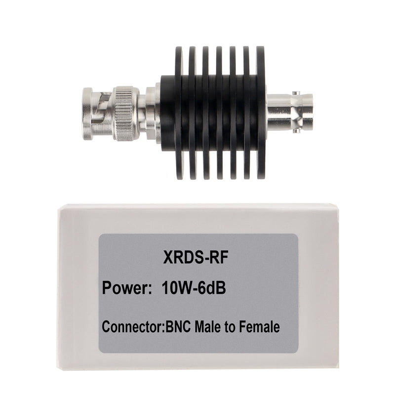 XRDS -RF 10W 6dB 50 Ohm BNC Male to Female Coaxial RF Attenuator for Signal Reduction, Testing & Telecommunications
