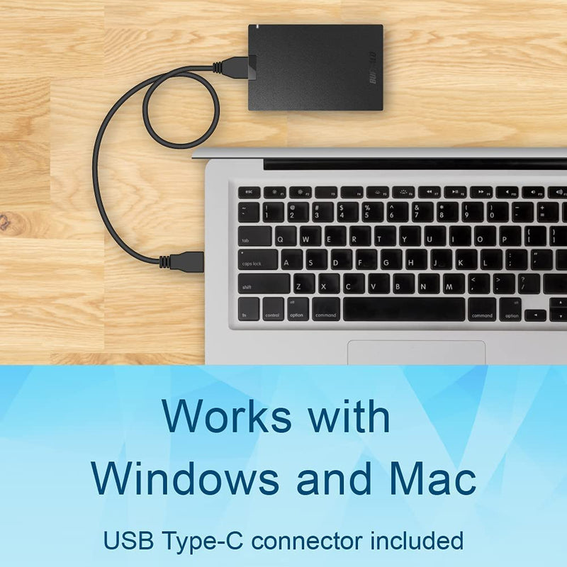 BUFFALO External SSD 1TB - Compatible with PS4 / PS5 / Windows/Mac - USB-C - USB-A - USB 3.2 - External Solid State Drive - SSD-PG1.0U3B 1 TB Buffalo SSD-PG Portable SSD Drive