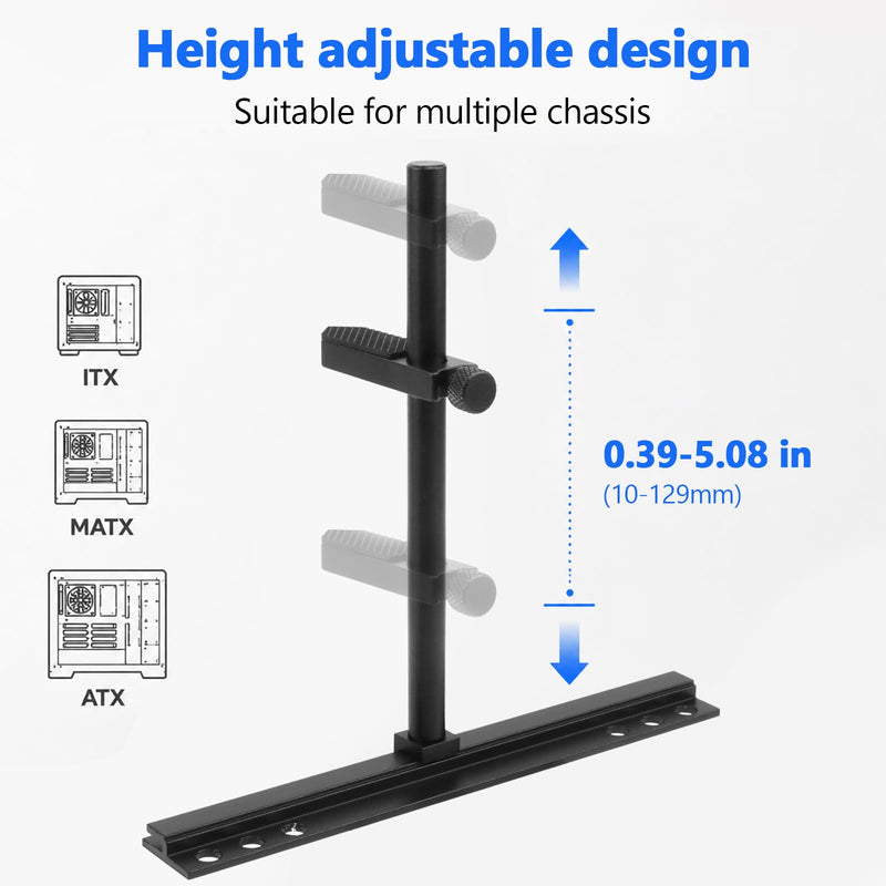 GPU Support Bracket, Metal Graphics Card Holder Support for 9cm/12cm/14cm Fan Mount, Adjustable Anti Sag GPU Stand 10-129mm for ATX MATX ITX Computer Case