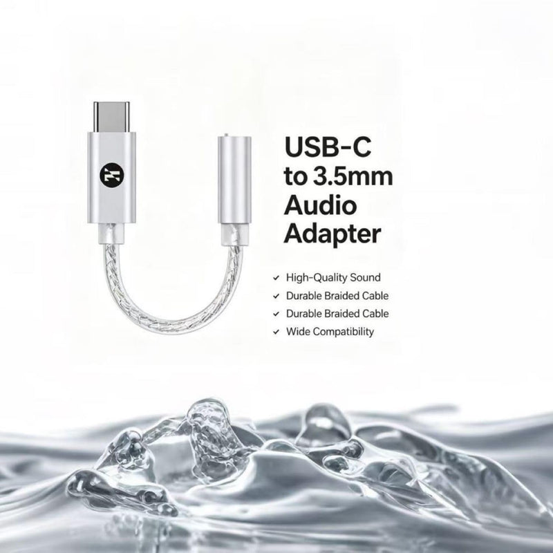 USB C DAC to 3.5mm Audio Adapter with Hi-Res 32bit/384KHz DSD128 Dongle | IEM DAC Dongle with KT02H20 Chip DSD128, Silver-Plated Cable, USBC to Aux Headphone Adapter for Android iPhone PC Mac