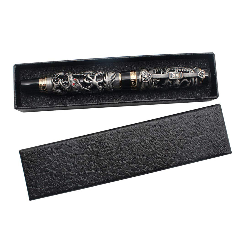 3D Jinhao Dragon Rollerball Pen Phoenix pattern Business Pens Ancient silver and black