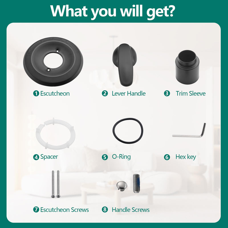 Shower Trim Kit Compatible with 1300/1400 Series, 1 Handle, Long Sleeve (Valve& Catridge Not Inclued), Matte Black