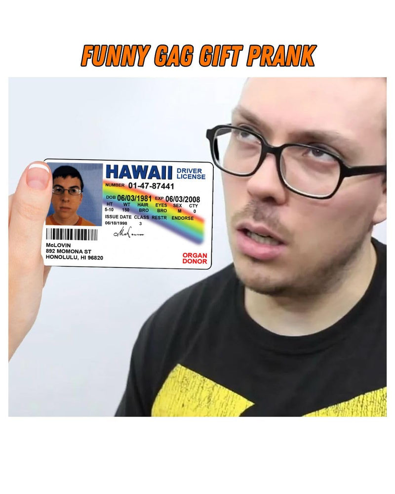 McLovin ID Driver License Superbad/Prank Items/Fake ID License/Double Sided/Great Complement for Costumes/Professional Quality: Funny Car Accesories/Funny Things 1