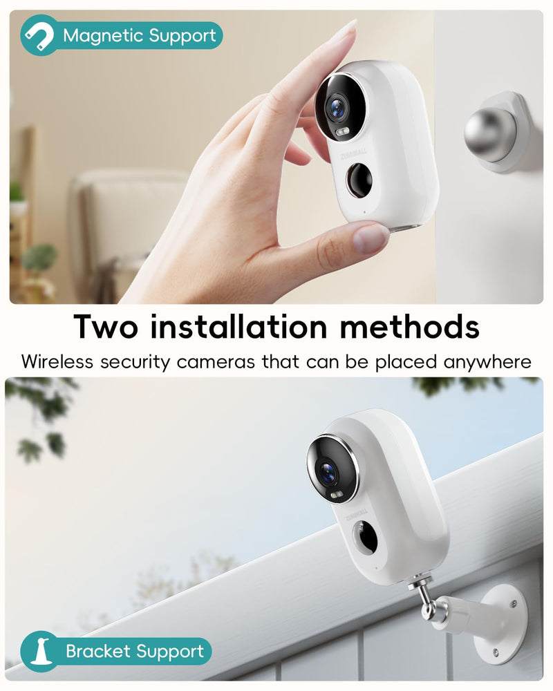 ZUMIMALL Security Cameras Wireless Outdoor with Magnetic Mount, 2K, 2.4G WiFi,3W Solar Panel with 10ft Type C Cable