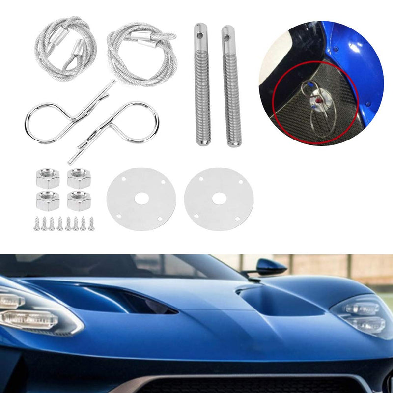 Stainless Steel Hood Pins - Racing Car Bonnet Lock Kit, Universal Key-Locking Latches, Heavy-Duty Truck/Modified Vehicle Hardware