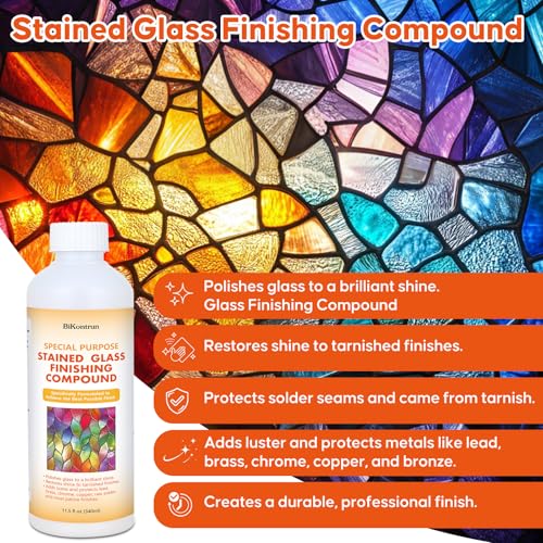 Stained Glass Polish Finishing Compound, Professional Polish & Cleaner for Stained Glass, Restores Brilliant Shine Protects Finish, Removes Oxidation Tarnish Oil Film for Artists & Hobbyists