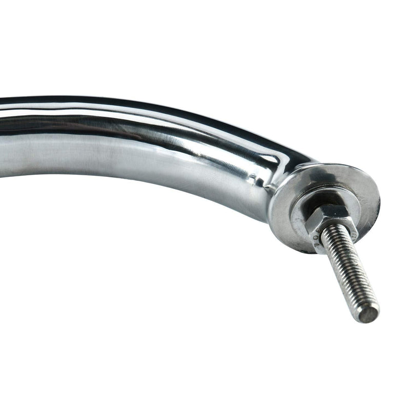 Amarine Made 2-Pack 12", 16", 18" Polished Stainless Heavy Duty Oval Boat Marine Grab Handle Hand Rail with Flange & Stud (18")