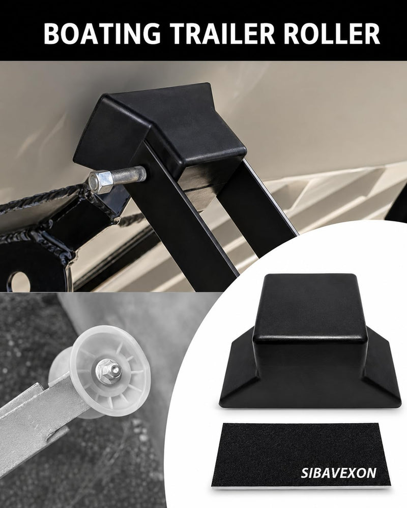 Non-Marring Flat Bow Stop for Boat Trailers, 5.5 in Span, 1/2 in Shaft | Includes protective felt pad; EPDM rubber bow stop for flat-bottom boats, skiffs, jon boats and boat trailer bow support
